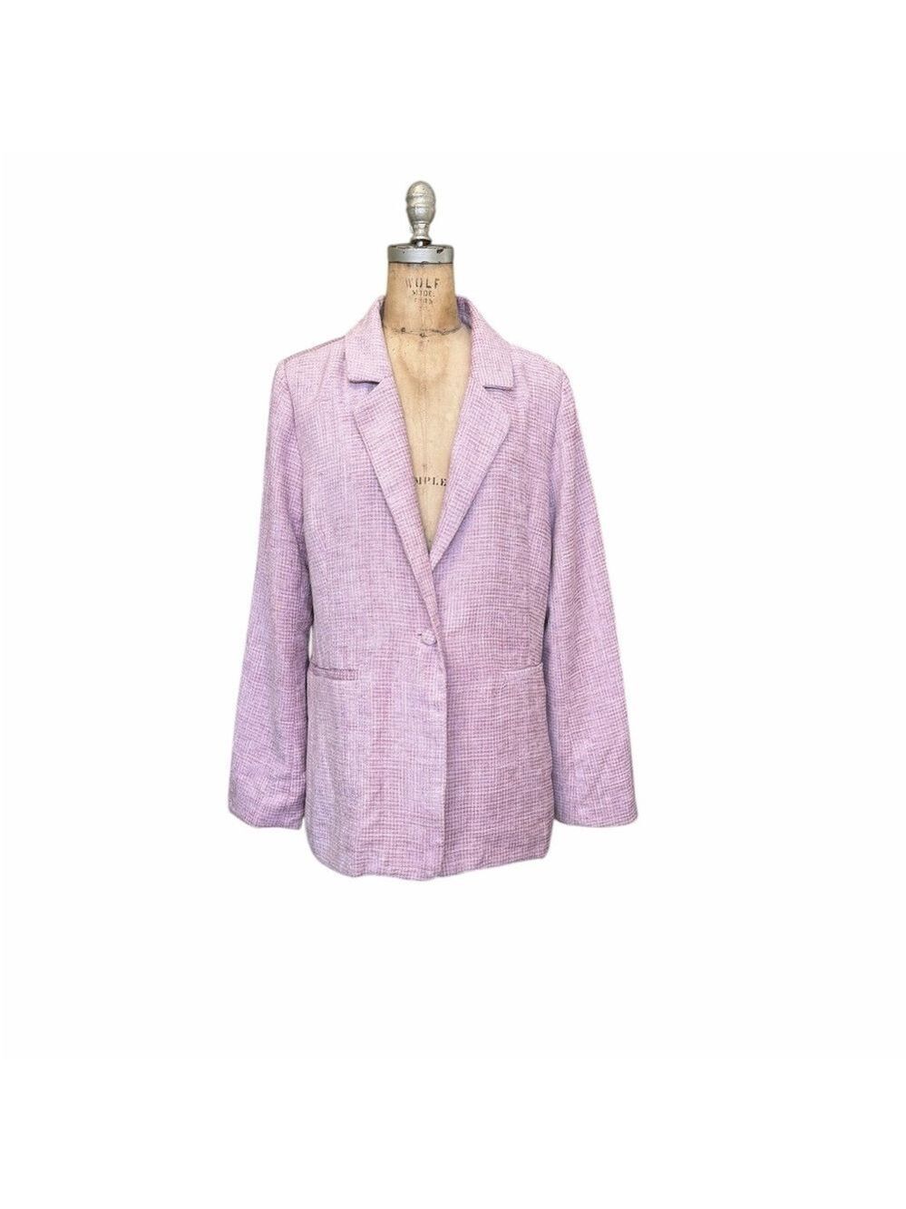 Emory Park NWT Women's Pink Patterned Blazer Cotton Blend Size L Office Career